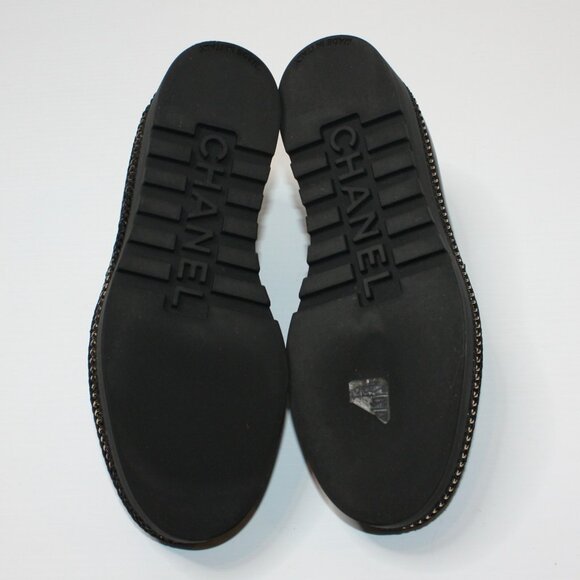 Chanel 40 mm Zip PM Wedge Loafer Black Shoes with Gold CC in size EU 40 / US 10 - Picture 7 of 7